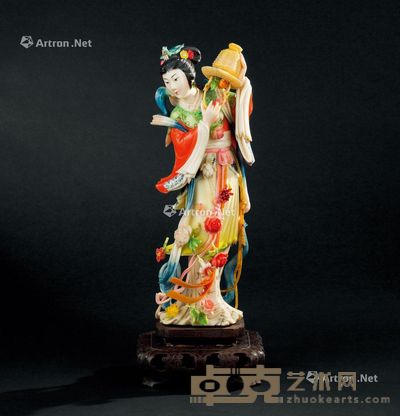 牙染色天女散花摆件 高25cm