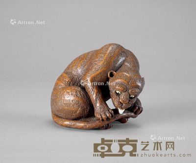 黄杨木雕猛虎摆件 高7.2cm