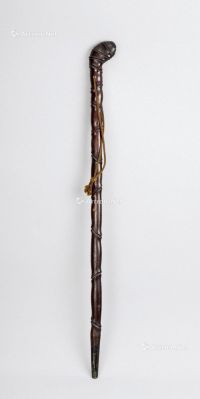 清代（1644-1911年） 紫檀木竹节纹手杖