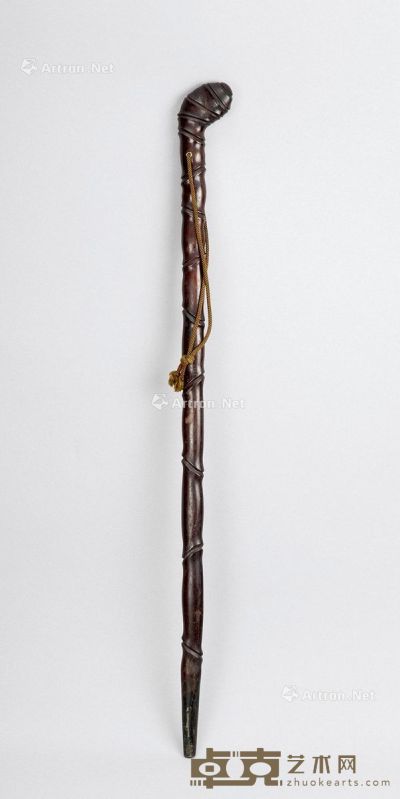 清代（1644-1911年） 紫檀木竹节纹手杖 高86cm