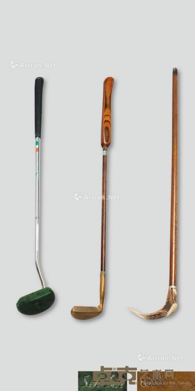 碧玉高尔夫球杆 拐杖等 （三件一组） 尺寸不一