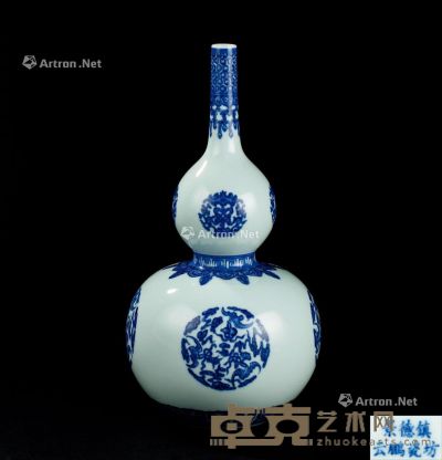 青花福寿纹葫芦瓶 高31.5cm