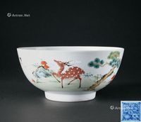 清雍正（1723-1735年） 粉彩福禄寿纹大碗