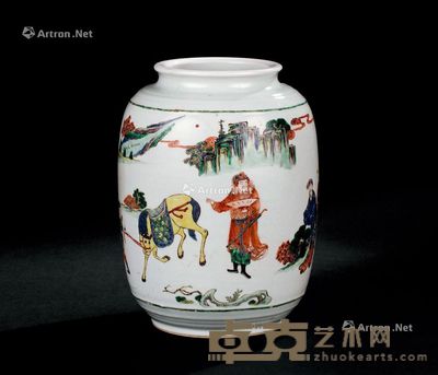 清代（1644-1911年） 五彩钟馗纹灯笼瓶 高23.9cm