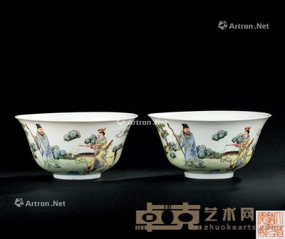 清代（1644-1911年） 粉彩人物故事纹碗 （一对） 直径17.1；高8.8cm