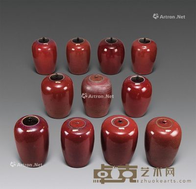 清代（1644-1911年） 红釉茶叶罐 （十（一件一组） 尺寸不一