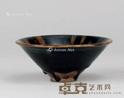 宋代（960-1279年） 磁州窑铁锈斑斗笠碗 直径11.8；高5cm