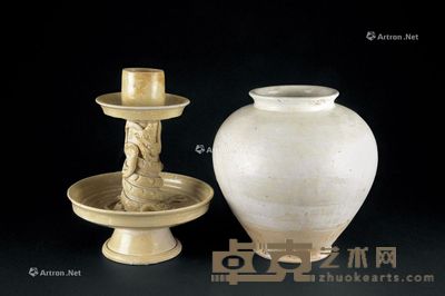 唐代（618-907年） 白瓷罐 青釉盘龙烛台 （二件一组） 尺寸不一