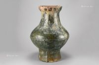 汉代（B.C.206-A.D.220年） 绿釉弦纹壶