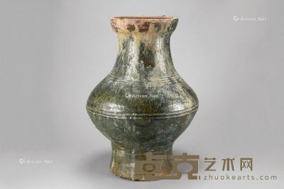 汉代（B.C.206-A.D.220年） 绿釉弦纹壶 高45.3cm