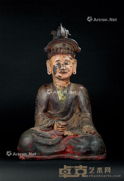 清代（1644-1911年） 铜加彩佛像 高58.5cm