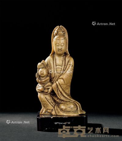 清代(1644-1911年) 寿山石雕送子观音像 高15.2cm