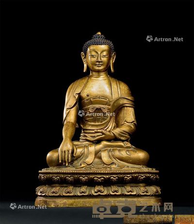 清乾隆(1736-1795年) 铜鎏金广意佛座像 高30.7cm