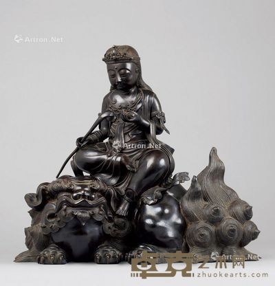 清代(1644-1911年) 铜文珠菩萨座像 高36cm