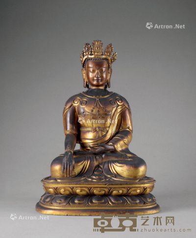 清乾隆（1736-1796年） 铜鎏金不动佛像 高35cm