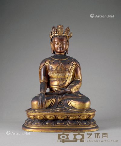 清乾隆(1736-1796年) 铜鎏金不动佛像 高35cm