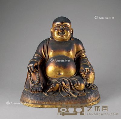 明代(1368-1644年) 铜鎏金弥勒座像 高29.8cm
