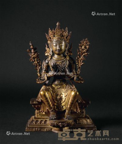 明代（1368-1644年） 铜鎏金佛像 高37cm