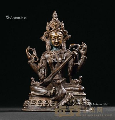 清代(1644-1911年) 铜四臂度母座像 高21cm