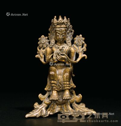 清代（1644-1911年） 铜鎏金佛座像 高11.6cm