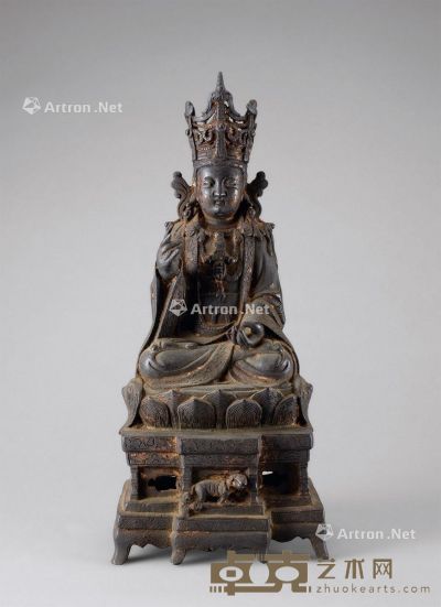 明代（1368-1644年） 铜漆金观音菩萨座像 高37cm