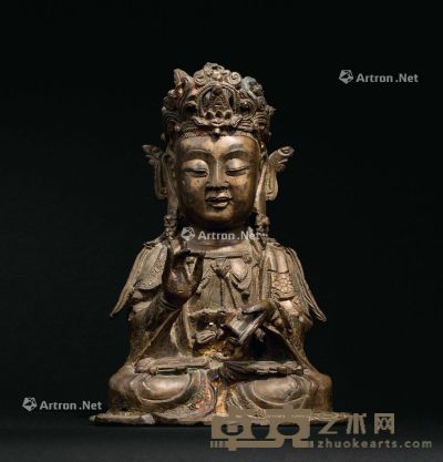 明代（1368-1644年） 铜观音菩萨座像 高21.7cm