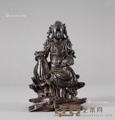 明代（1368-1644年） 铜自在观音座像 高8.2cm