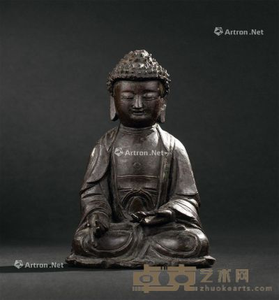 明代（1368-1644年） 铜药师佛座像 高17.5cm