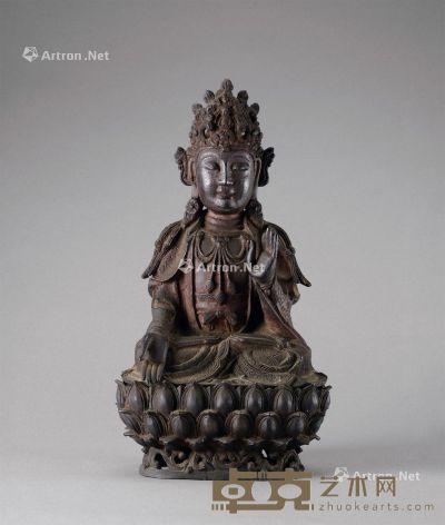 明代（1368-1644年） 铜观音菩萨座像 高33.3cm