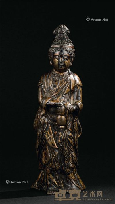 元代（1271-1368年） 铜鎏金观音立像 高23cm