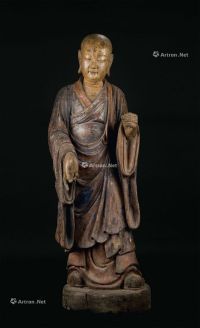 宋代-明代（960-1644年） 木雕加彩罗汉立像