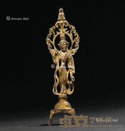 唐代(618-907年) 铜鎏金佛立像 高18cm