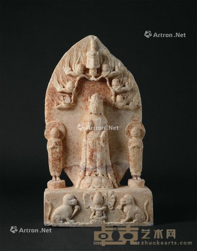 北齐(550-577年) 汉白玉 三尊佛像 高51cm