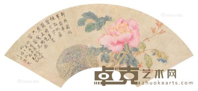 花卉 扇面 立轴 设色纸本 18×53cm