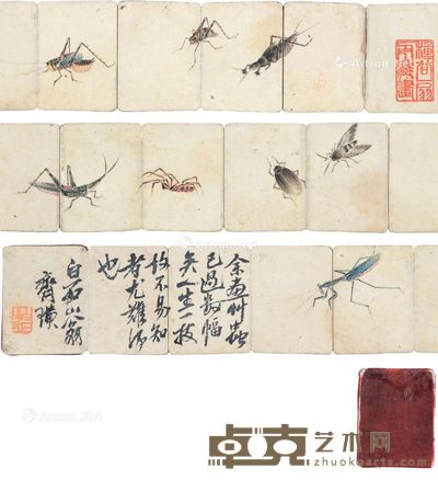 草虫 册页 (八开) 设色纸本 长7cm;宽10.5cm