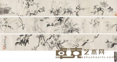 花卉 手卷 水墨纸本 25.5×539cm