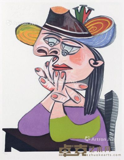 思考的妇人 版画 62×48cm