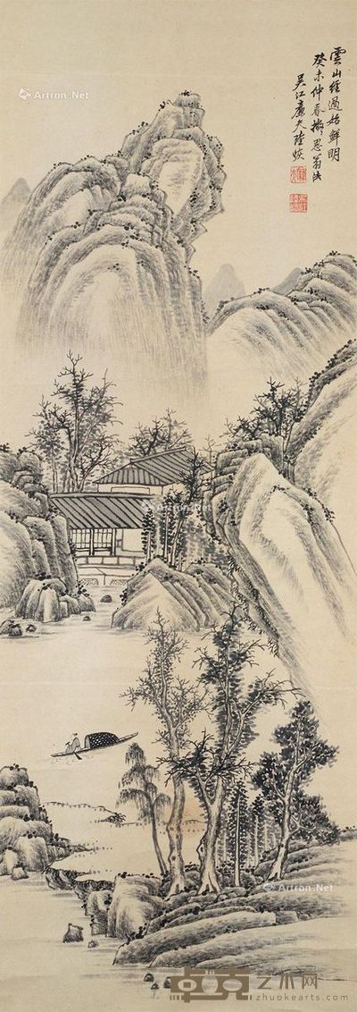 陆恢 山水 111×39.5cm