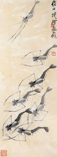 齐白石 墨虾图