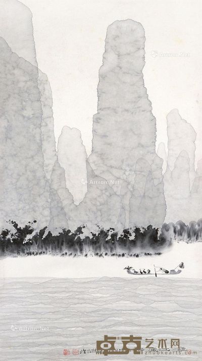 陈家泠 漓江风情 84×47cm