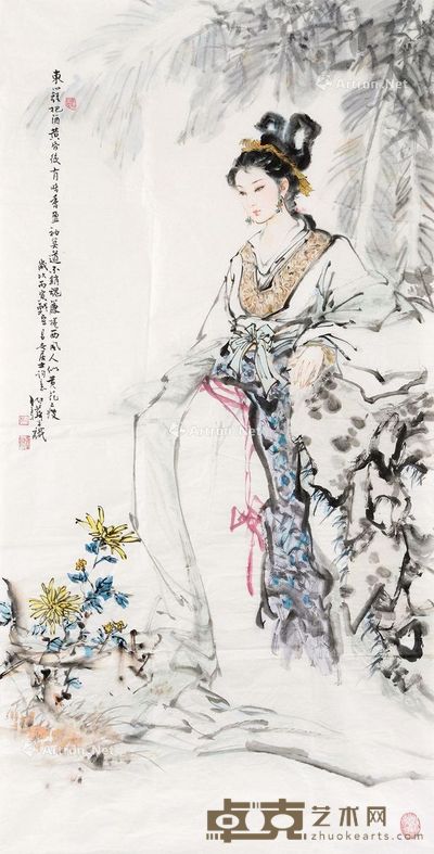 白伯骅 东篱把酒 129.5×66cm