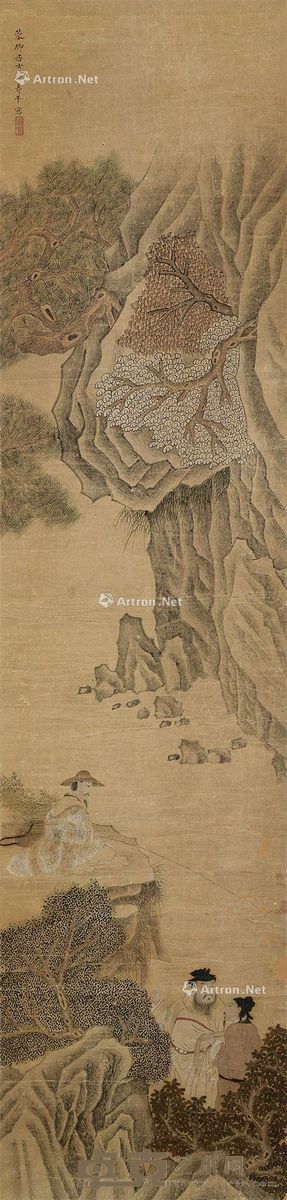 蒋寿平 独钓图 141.5×34.5cm