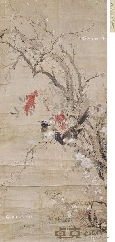 佚名 双鹊图 137×62cm
