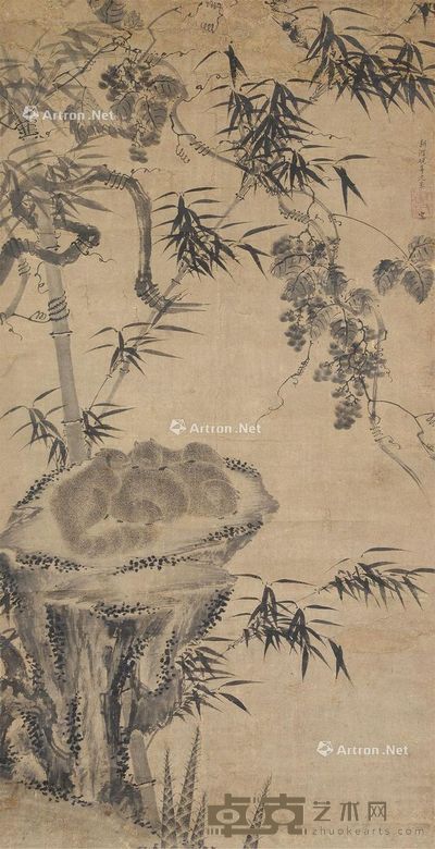 沈象 松鼠葡萄 104.5×54.5cm