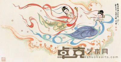 刘旦宅 敦煌飞天图 135.5×69cm