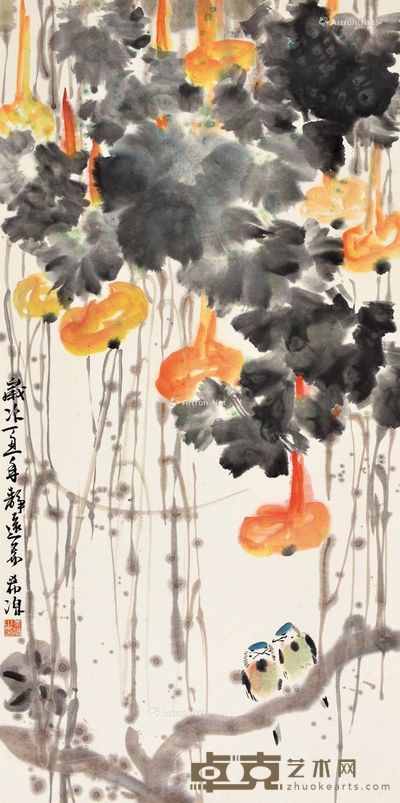董希源 花卉 137.5×68cm