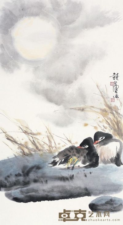 钱行健 鸳鸯 89×47cm