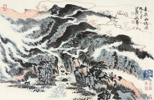 沈明权 青岭幽隐图