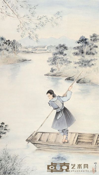庞薰琴 渔家女 65×38cm