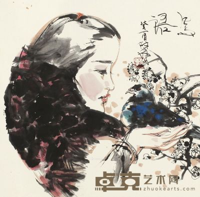 林墉 鸟语 69×69cm